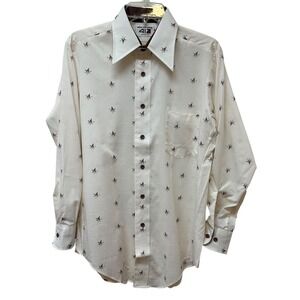 Vtg Van Heusen 417 Shirt Hippie Disco Dagger Collar Woodstock Size 15.5/32 NEW